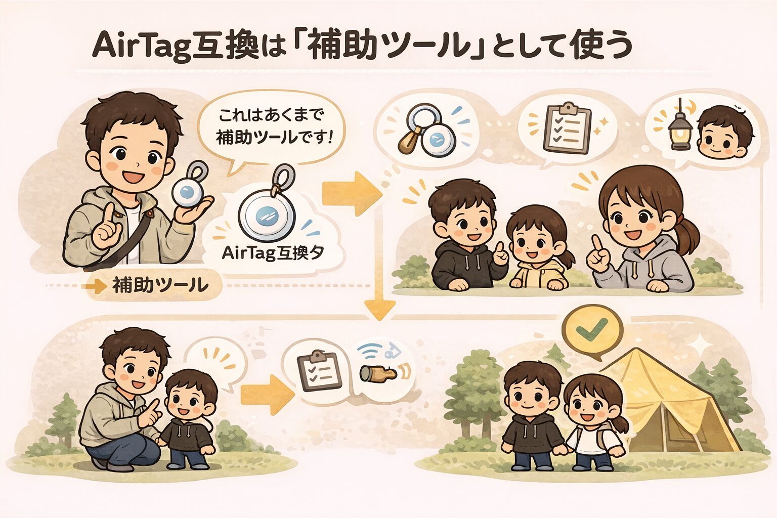 AirTag互換は「補助ツール」として使うことを説明した図解