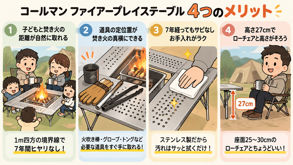 子連れキャンプでコールマン ファイアープレーステーブルを使うメリット4つ