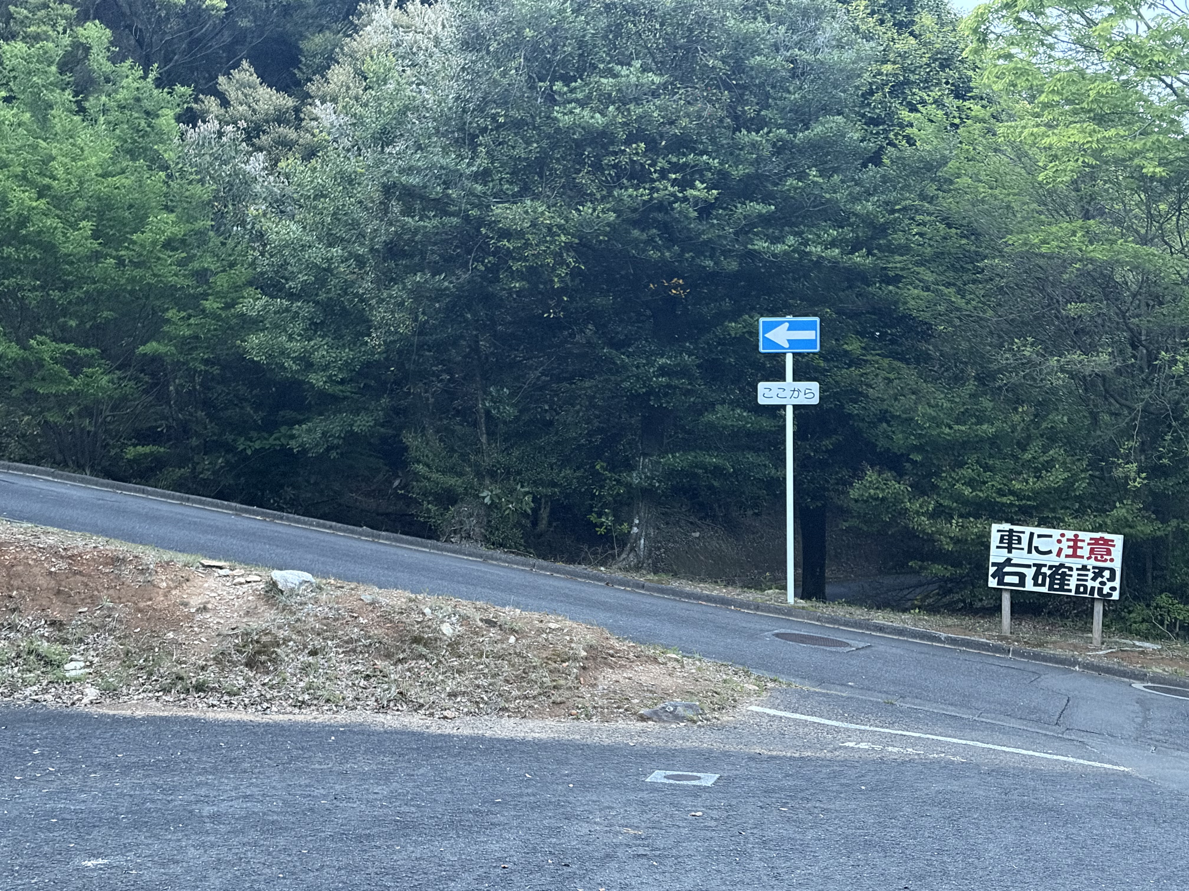 ながさき県民の森キャンプ場の場内一方通行ルートの案内看板