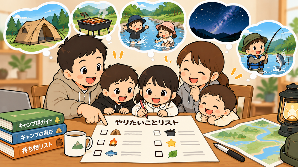 親子キャンプ前に家族でやりたいことリストを作る